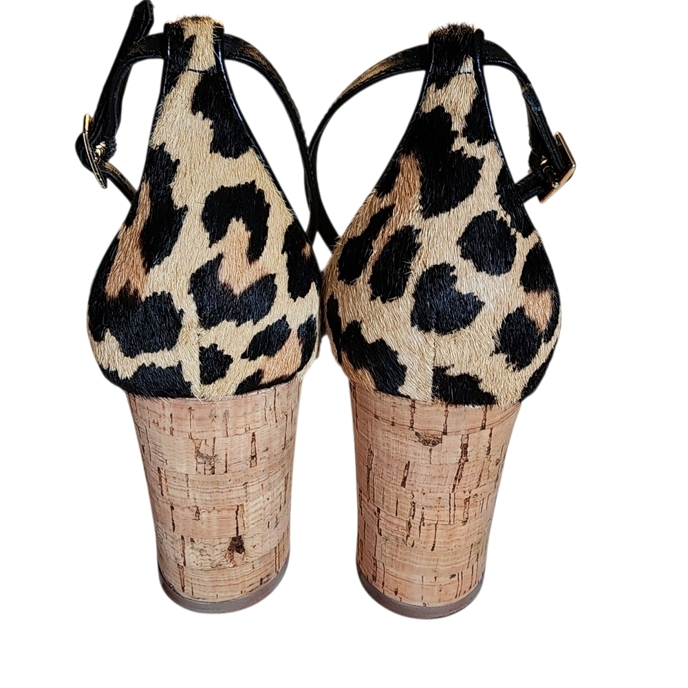 Kate Spade New York Lonnie Leopard Printed Calf Hair Wedge Sandals - 8M - Picture 12 of 13
